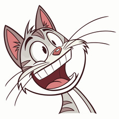 Cartoon Cat Face Vector with Expressive Features