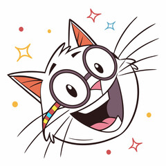 Cheerful Cat Head Illustration Vector for Digital and Print Projects