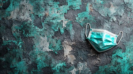 Surgical masks featuring elastic ear loops for secure fitting Stock Photo with side copy space