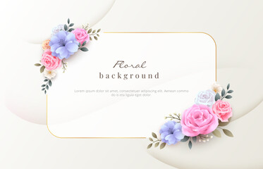 Minimalist floral invitation card design for valentines, mothers day, wedding, and women day celebration. Vector template illustration design.