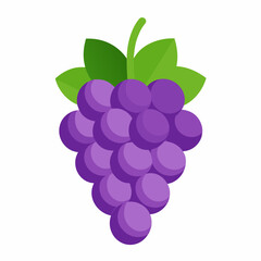 Stylized Fruit Vector Design Featuring Grapes and Leaves