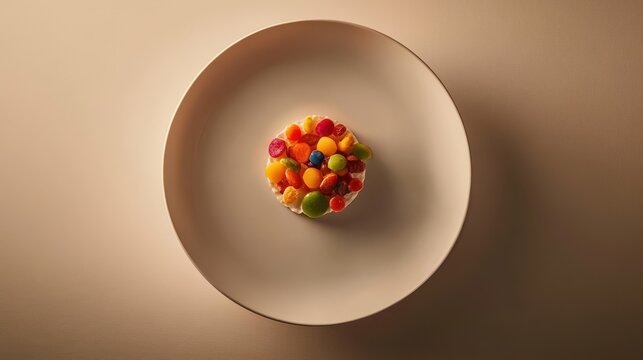 White table with colorful artisanal creation on refined plate