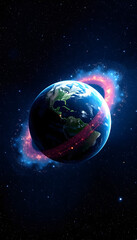 Obraz premium network and data on earth space galaxy, angled photoshot, with white tones