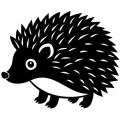 Cute Silhouette of a Hedgehog line art vector cartoon illustration