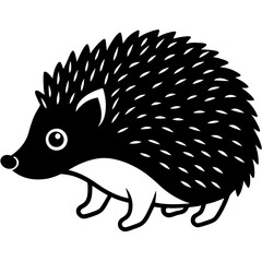 Cute Silhouette of a Hedgehog line art vector cartoon illustration