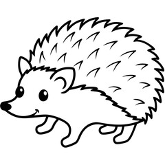 Cute Silhouette of a Hedgehog line art vector cartoon illustration