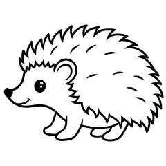 Cute Silhouette of a Hedgehog line art vector cartoon illustration