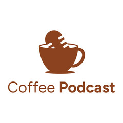 coffee podcast flat minimalist logo design