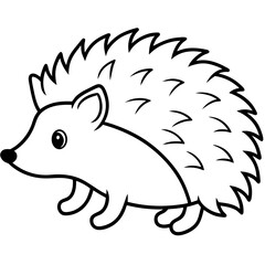 Cute Silhouette of a Hedgehog line art vector cartoon illustration