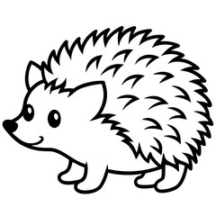 Cute Silhouette of a Hedgehog line art vector cartoon illustration