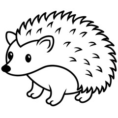Cute Silhouette of a Hedgehog line art vector cartoon illustration