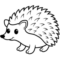 Cute Silhouette of a Hedgehog line art vector cartoon illustration