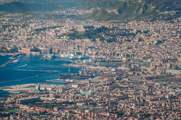 panoramic view of Naples and surrounding from Mount Vesuvius