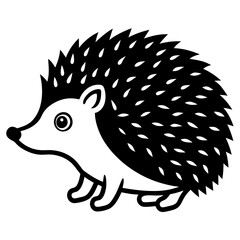 Cute Silhouette of a Hedgehog line art vector cartoon illustration