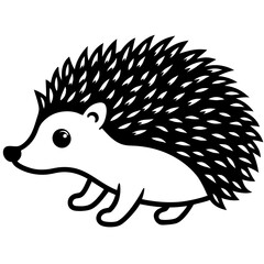 Cute Silhouette of a Hedgehog line art vector cartoon illustration