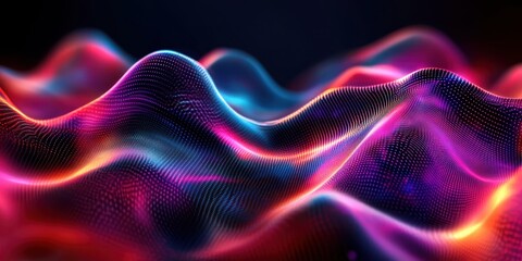 Obraz premium cosmic waves, vibrant colors, nebula, galaxy, starry background, ethereal, flowing energy, abstract space art, neon lights, cosmic ribbons, interstellar, celestial, digital art, colorful aurora, deep 