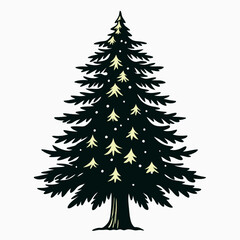 Obraz premium Vintage Christmas Cute tree Black silhouette