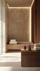 Relaxing spa interior with natural elements and soothing atmosphere for rejuvenation