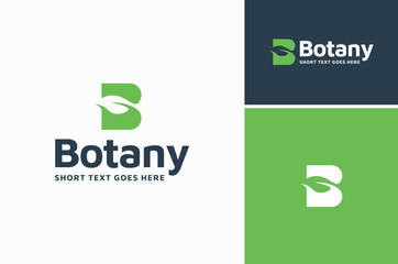 Initial Letter B with Leaf Plant for Botany Farm Garden Plantation Cultivation Vegetable logo design