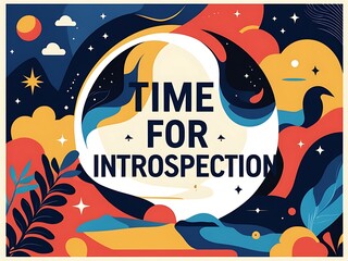 Fototapeta premium Abstract Art Depicts Time For Introspection With Nature Elements