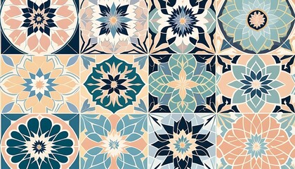 Ornate Floral Tile Pattern Design in Muted Tones