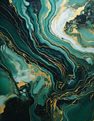 Fototapeta premium Abstract Marble Resin in Green and Gold