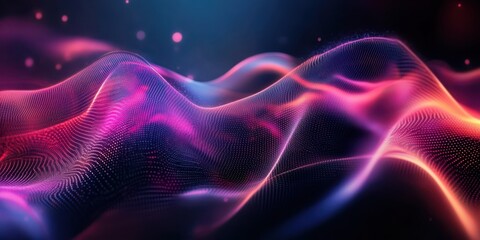 Obraz premium cosmic waves, vibrant colors, nebula, galaxy, starry background, ethereal, flowing energy, abstract space art, neon lights, cosmic ribbons, interstellar, celestial, digital art, colorful aurora, deep 