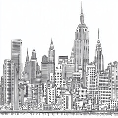 Intricate Illustration of New York City Skyline