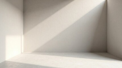 Empty Room Corner with Sunlight and Shadow on Walls and Floor