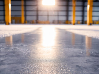 Sunlit Industrial Floor with Subtle Snow