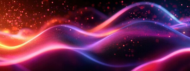 Obraz premium cosmic waves, vibrant colors, nebula, galaxy, starry background, ethereal, flowing energy, abstract space art, neon lights, cosmic ribbons, interstellar, celestial, digital art, colorful aurora, deep 