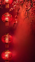 Radiant Lanterns with Blossoming Red Flowers