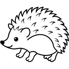 Cute Silhouette of a Hedgehog line art vector cartoon illustration