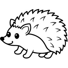 Cute Silhouette of a Hedgehog line art vector cartoon illustration