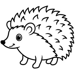 Cute Silhouette of a Hedgehog line art vector cartoon illustration