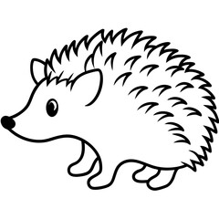 Cute Silhouette of a Hedgehog line art vector cartoon illustration
