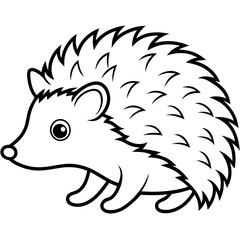 Cute Silhouette of a Hedgehog line art vector cartoon illustration