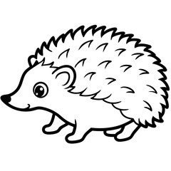 Cute Silhouette of a Hedgehog line art vector cartoon illustration