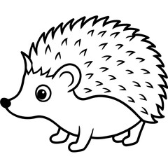 Cute Silhouette of a Hedgehog line art vector cartoon illustration