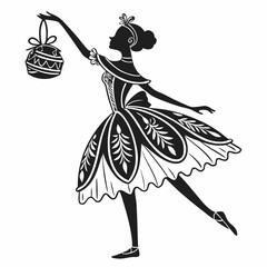 Christmas Nutcracker woman Black silhouette