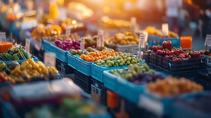 Fototapeta premium Vibrant Street Market in Southeast Asia Bursting with Colorful Fresh Fruits Creating a Lively Atmosphere and Inviting Culinary Experience for All