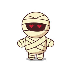 Obraz premium Cute Mummy Ghost Cartoon Vector Icon Illustration. People Holiday Icon Concept Isolated Premium Vector. Flat Cartoon Style