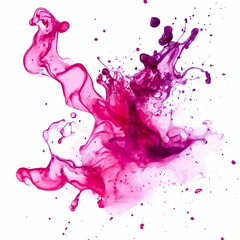 Naklejka premium Abstract magenta ink splash on a white background, in a clip art style, with a fantasy, watercolor aesthetic and very soft colors. 