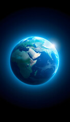 Fototapeta premium Real Earth Planet in blue sun, isometry, with white tones