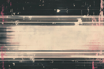 Vintage horizontal scanlines with vignette border retro CC tv video white noise or signal error background texture overlay grungy distressed dystopia core horror film backdrop