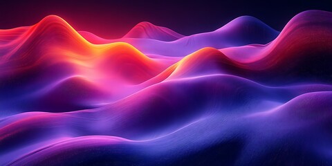 Obraz premium Abstract colorful hills, vibrant neon landscape, digital art, background.