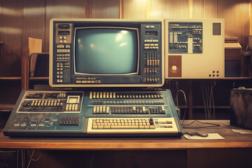 Vintage science fiction computer, programming code, computer hacking