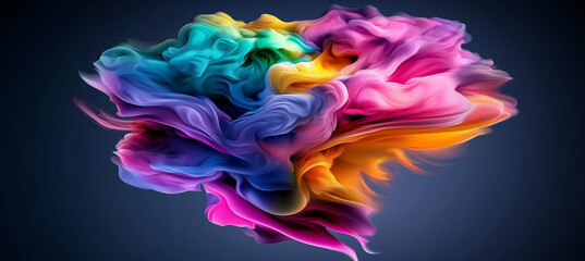 Vibrant abstract colorful smoke swirls art background blue