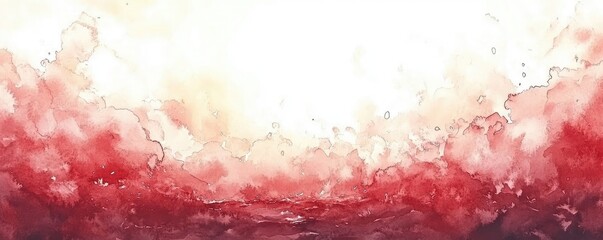 Obraz premium Abstract watercolor sunset with vibrant red and soft hues