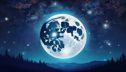 full moon in night starry sky